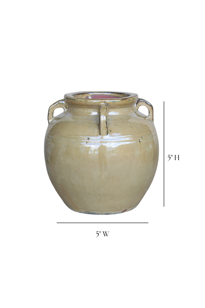Chevalier Cream Glazed Vase With Handles - Magnolia Lane co. Home + Garden + Gift