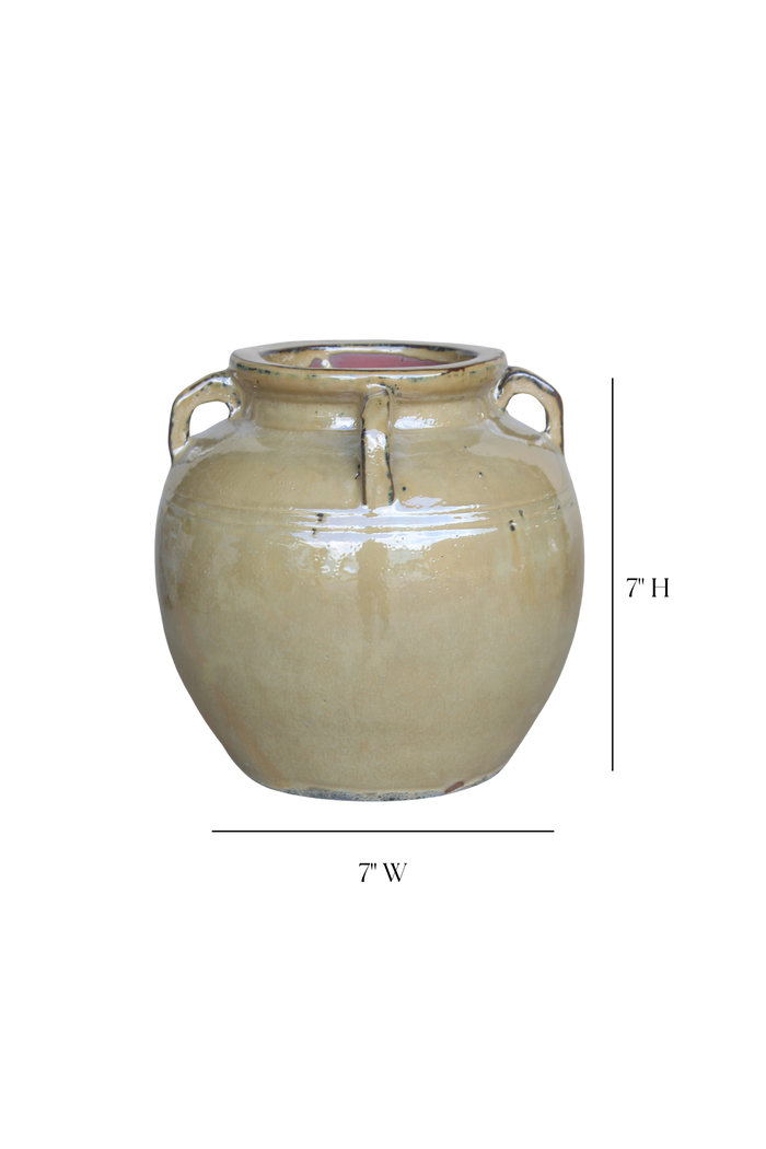 Chevalier Cream Glazed Vase With Handles - Magnolia Lane co. Home + Garden + Gift
