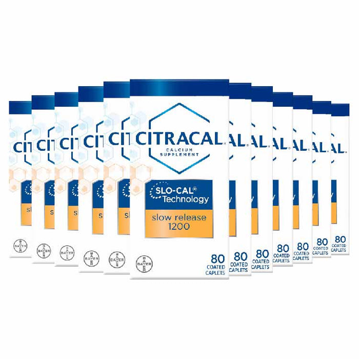 Citracal - Calcium Supplement Slow Release 1200 + D3, Coated Tablets 80 Ct - 24 Pack