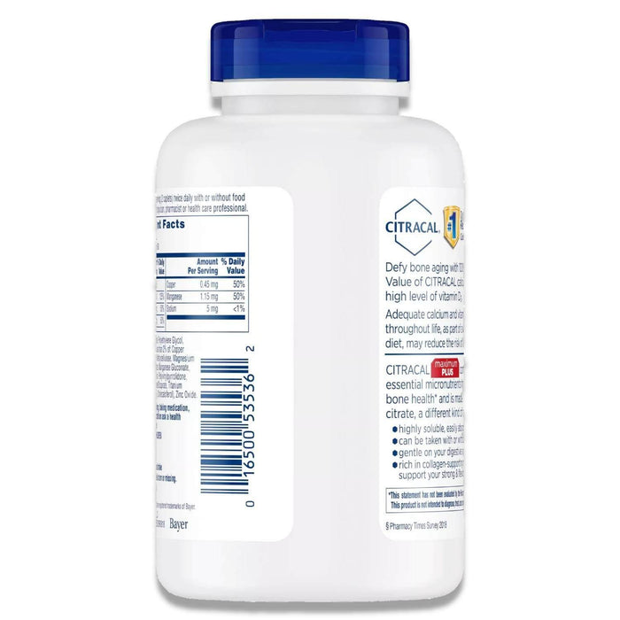 Citracal - Max Plus Calcium Citrate With Vitamin D3 Capsules, Bone Health 180 Ct - 24 Pack