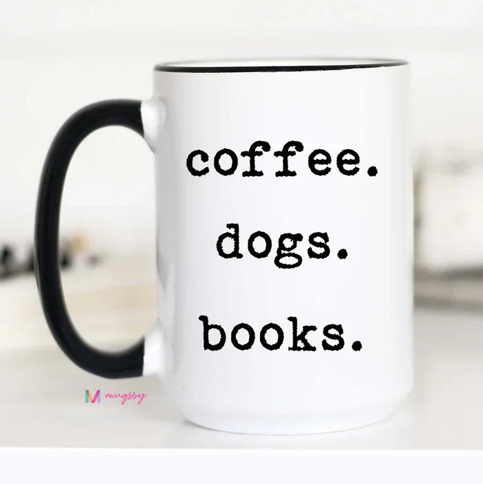 Coffee Dogs Books Mug