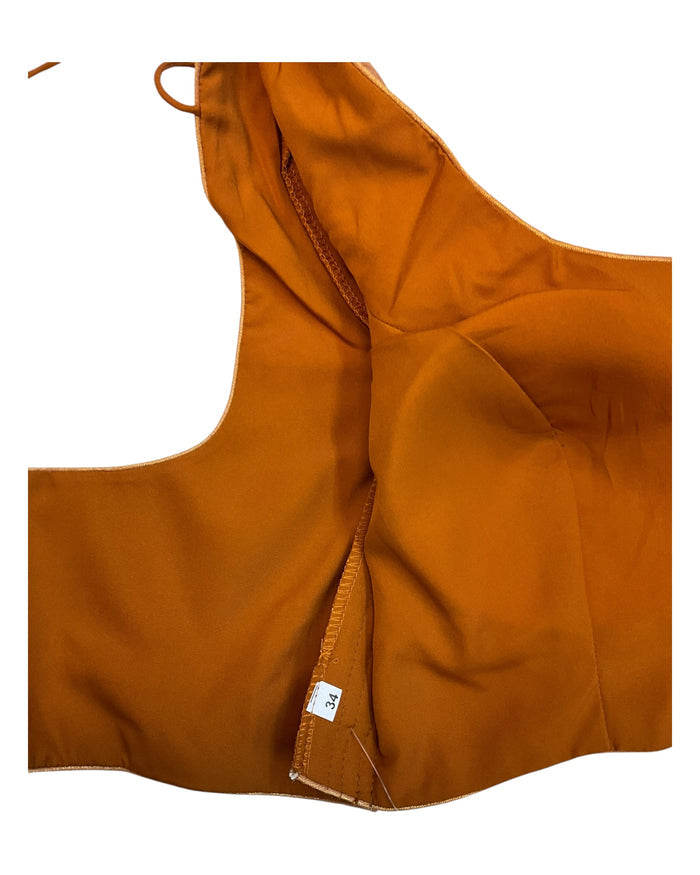 Copper Gold - Silky Saree blouse - UK Stock - Next Day / 2-3 Days Delivery - Size 34"-46" - XS, S, M, L, XL, XXL - VFL289 R