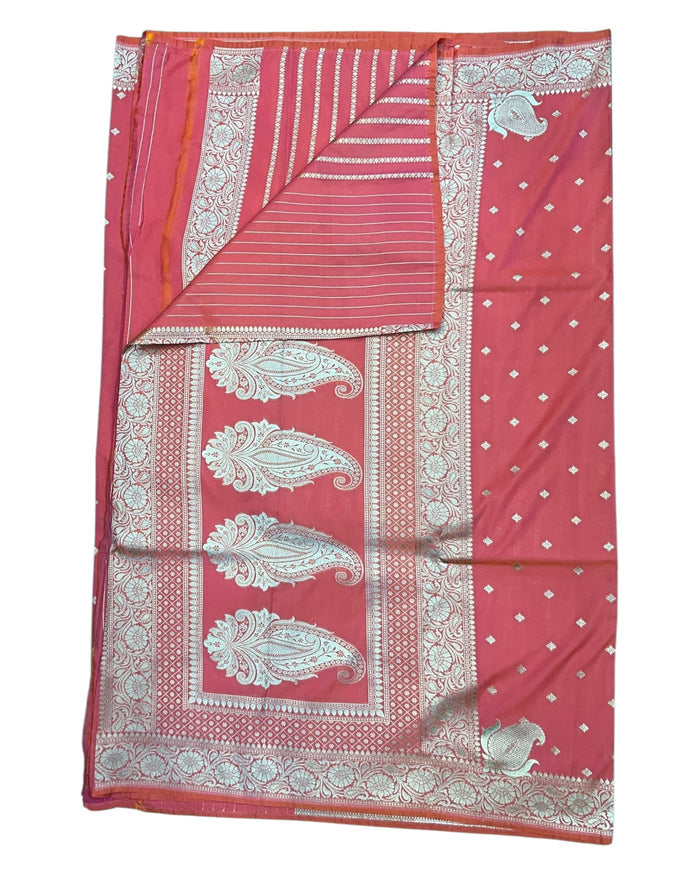 Coral - Classic Banarasi Soft Silky Saree with Blouse Piece - UK stock - 24hr Dispatch - UST2501 VT