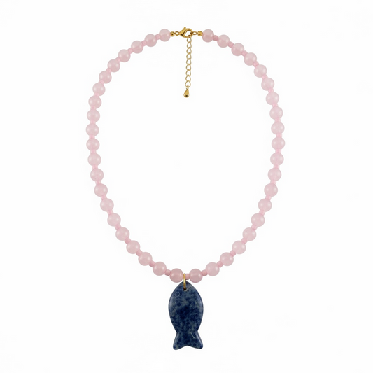 Cotton Candy Beaded Fish Necklace