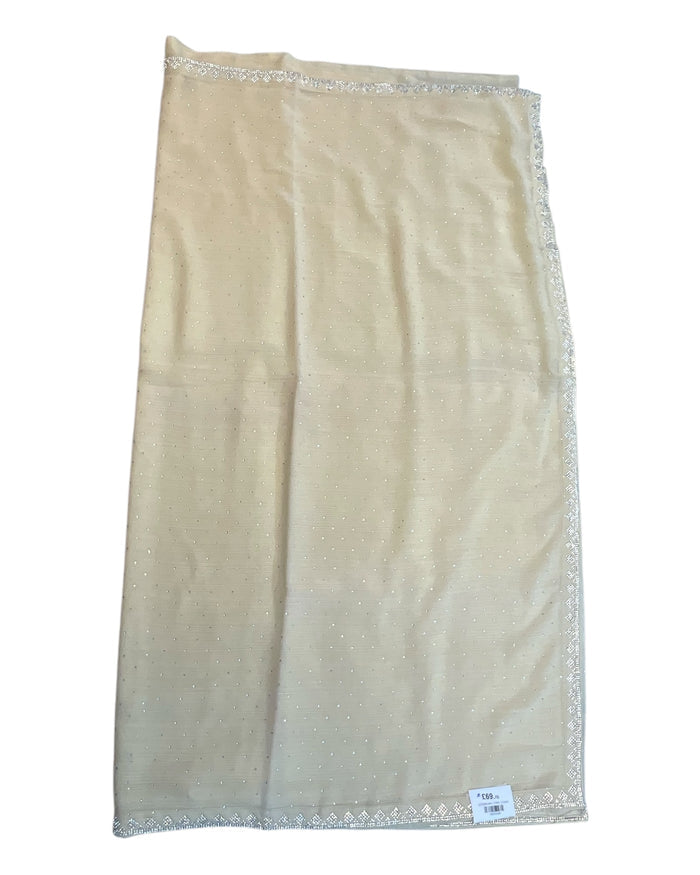 Cream - Fancy Embroidered Saree with Blouse Piece - UK stock - 24hr Dispatch - SP250614 KC