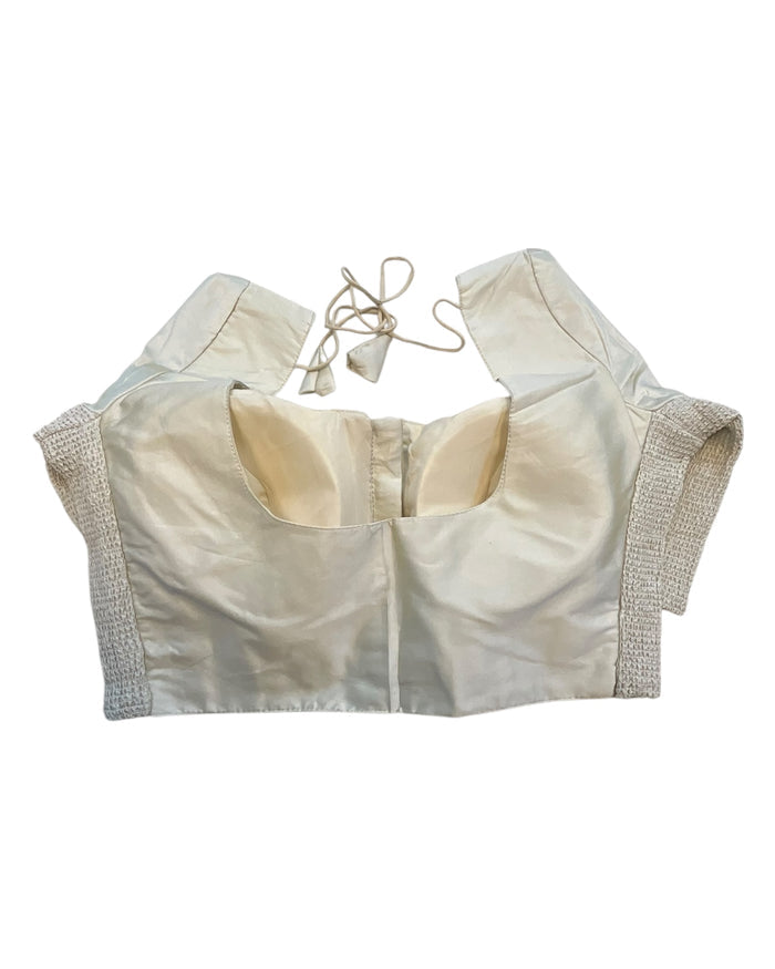 Cream - HYBRID Silky Saree blouse - With Elastic on both side for Great fit - Size 36",38", 40" S M L  - VAM1216 Ap