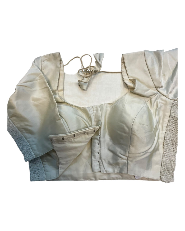Cream - HYBRID Silky Saree blouse - With Elastic on both side for Great fit - Size 36",38", 40" S M L  - VAM1216 Ap