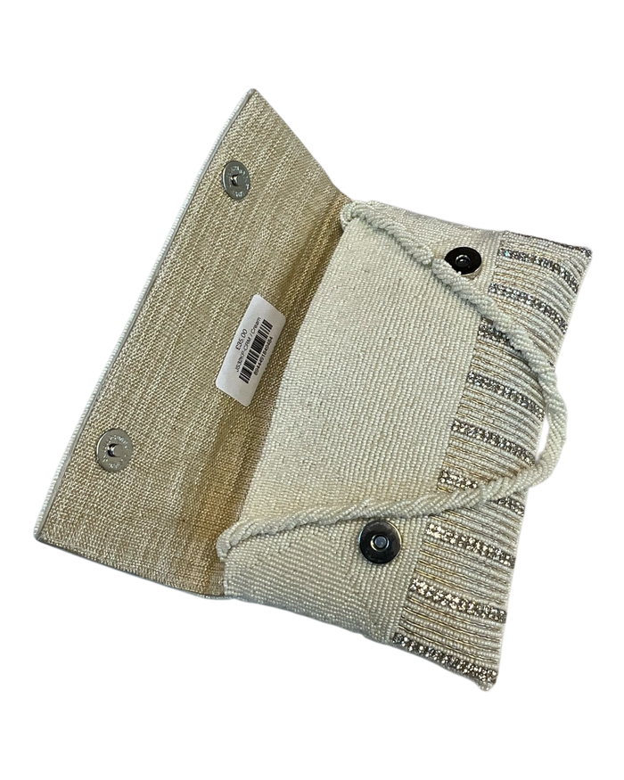 Cream - Rich Hand Embroidered Clutch Bag / Handbag -Bollywood / Weddings - JS32 04KP26