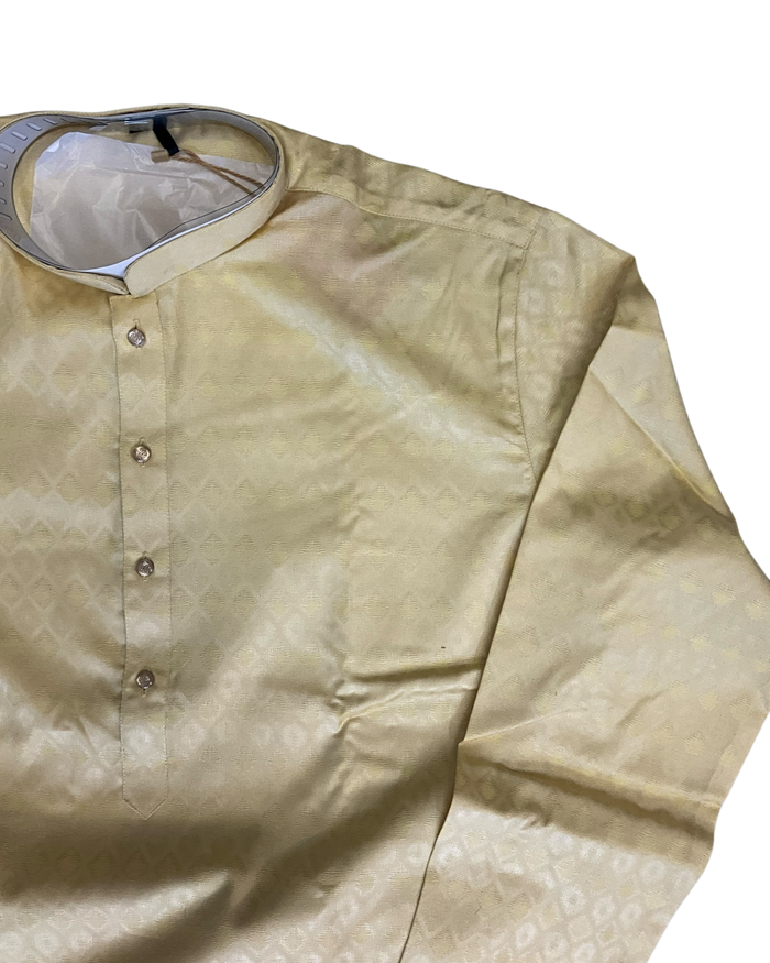 Cream - Self Woven Brocade Mens Indian Kurta set - UK Stock - Weddings / Walimas , Sangeet, Diwali, Eid, Mehndi / Henna - VEE3115 KC