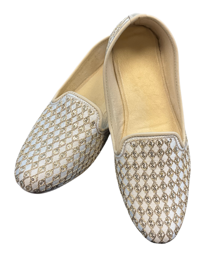 Cream Embroidered - Loafer Style Mojri - Indian Mens shoes - Mojari , Khossay -  Sherwani / Kurta - PAL2602 C (Copy)