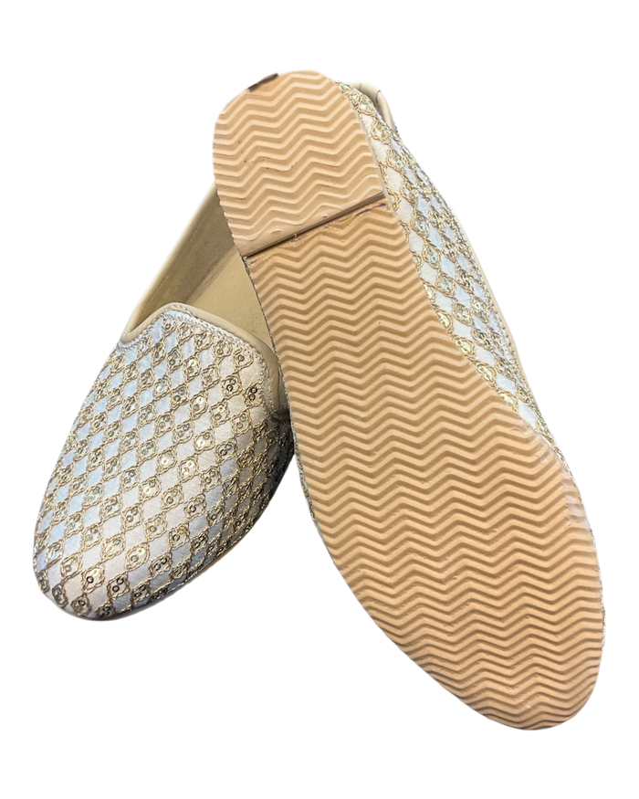 Cream Embroidered - Loafer Style Mojri - Indian Mens shoes - Mojari , Khossay -  Sherwani / Kurta - PAL2602 C (Copy)
