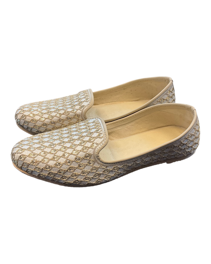 Cream Embroidered - Loafer Style Mojri - Indian Mens shoes - Mojari , Khossay -  Sherwani / Kurta - PAL2602 C (Copy)