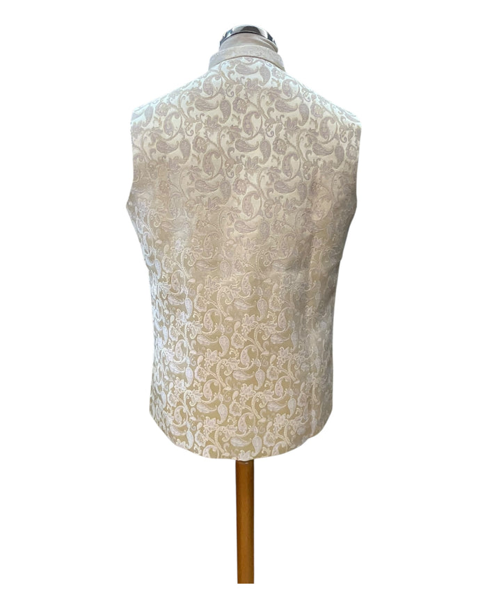 Cream with Lilac & Gold Thread Brocade - Premium Mens Waistcoat - VNS-JKT7910/1 10KJ25