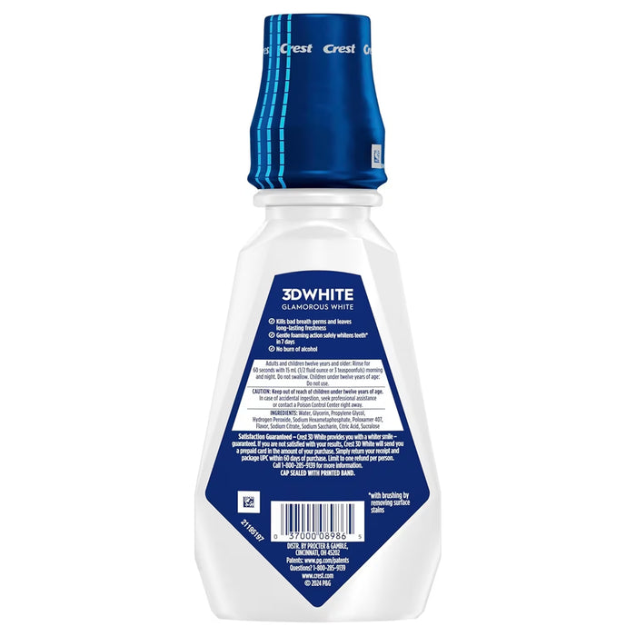 Crest 3D White Whitening Rinse Fresh Mint  Mouthwash - 16 oz - 4 Pack
