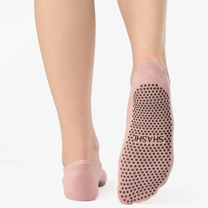 Cross Strap No Show Grip Socks - Ballet Pink