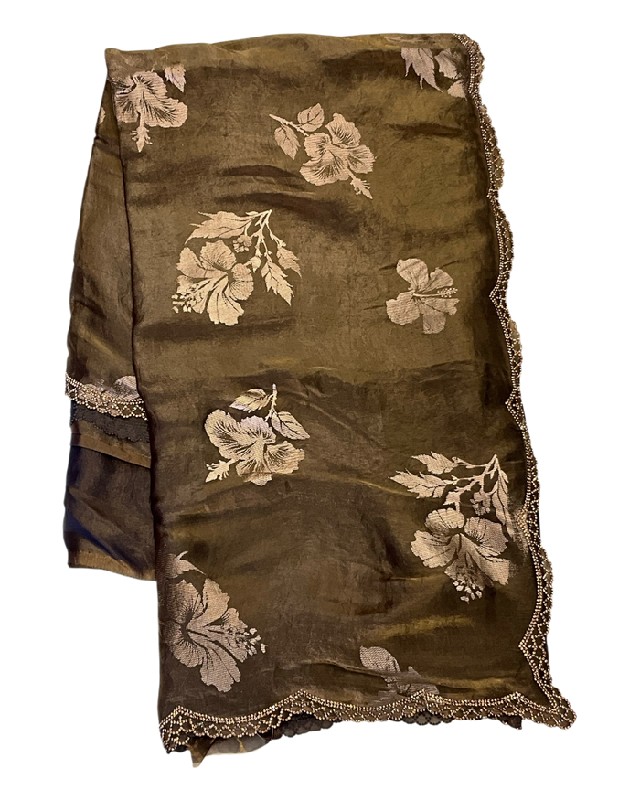 Dark Brown - Floral Printed Blouse Piece - UK stock - 24hr Dispatch - RS2504 VP