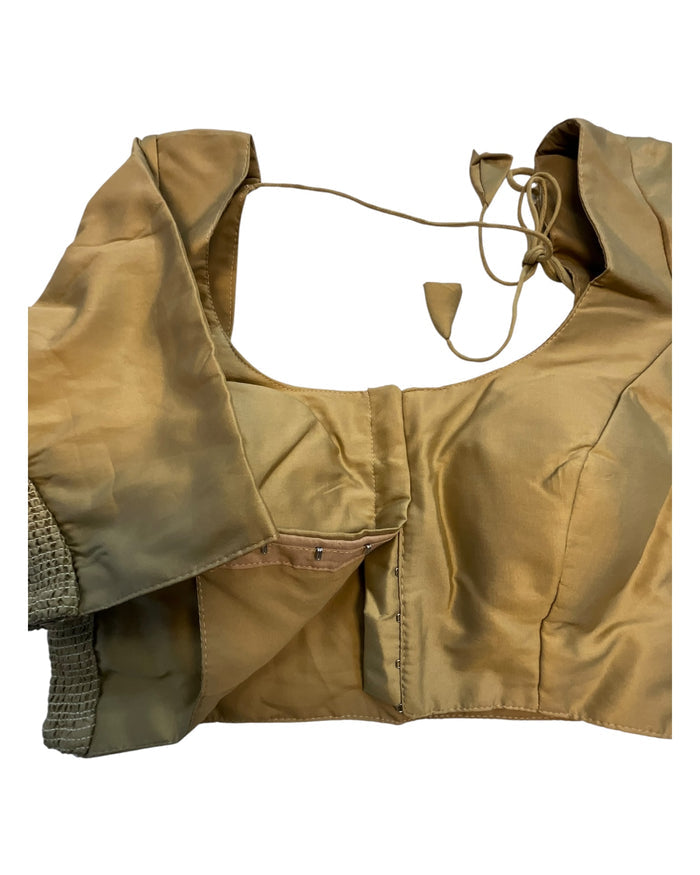 Dark Gold - HYBRID Silky Saree blouse - With Elastic on both side for Great fit - Size 36",38", 40" S M L  - VAM1216 Ap