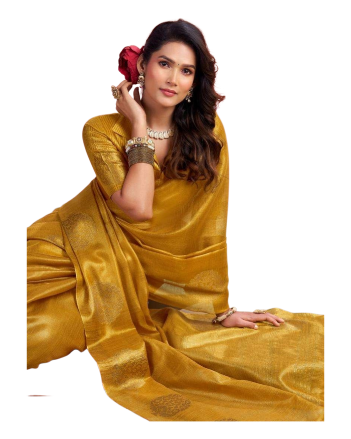 Dark Gold - Traditional Silky Fancy Saree with Blouse Piece - UK Stock - 2/3 days Delivery  12KT25 RP479