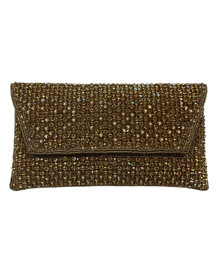 Dark Gold Finish - Rich Hand Embroidered Clutch Bag / Handbag - AKB235 05KP25