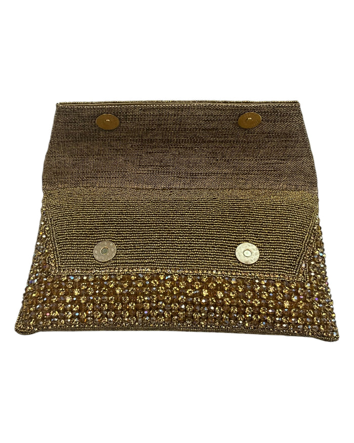 Dark Gold Finish - Rich Hand Embroidered Clutch Bag / Handbag - AKB235 05KP25