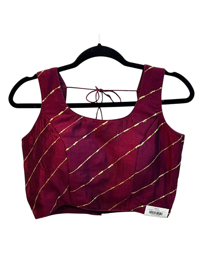 Dark Magenta -  Dupion Silk Lehenga Set - Garba / Dandia , Mehndi / Sangeet / Weddings - Size UK 12 (38" Bust) Adjustable to Size 14 - UK Stock - 24h Dispatch - AF2506 09TY25