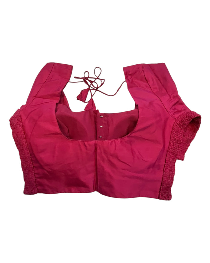 Dark Magenta - HYBRID Silky Saree blouse - With Elastic on both side for Great fit - Size 36",38", 40" S M L  - VAM1216 Ap
