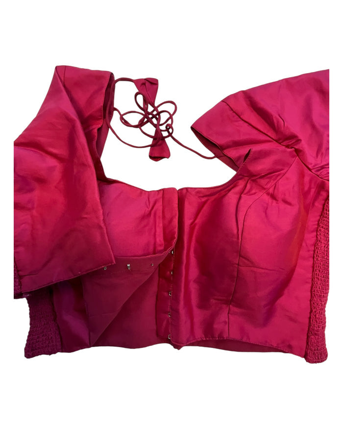Dark Magenta - HYBRID Silky Saree blouse - With Elastic on both side for Great fit - Size 36",38", 40" S M L  - VAM1216 Ap