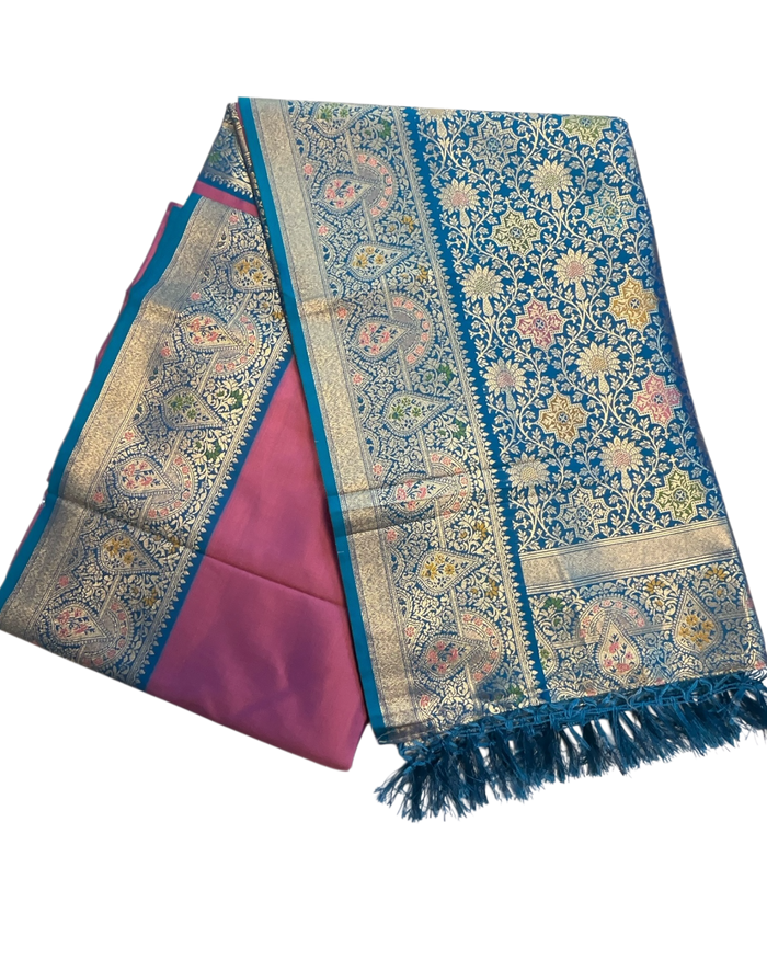 Dark Pink - Traditional Silky Handloom Banarasi Saree with Blouse Piece -  12KH25 RP391