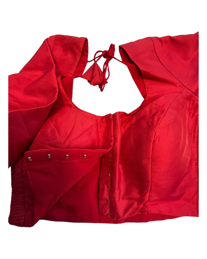 Dark Red - HYBRID Silky Saree blouse - With Elastic on both side for Great fit - Size 36",38", 40" S M L  - VAM1216 Ap