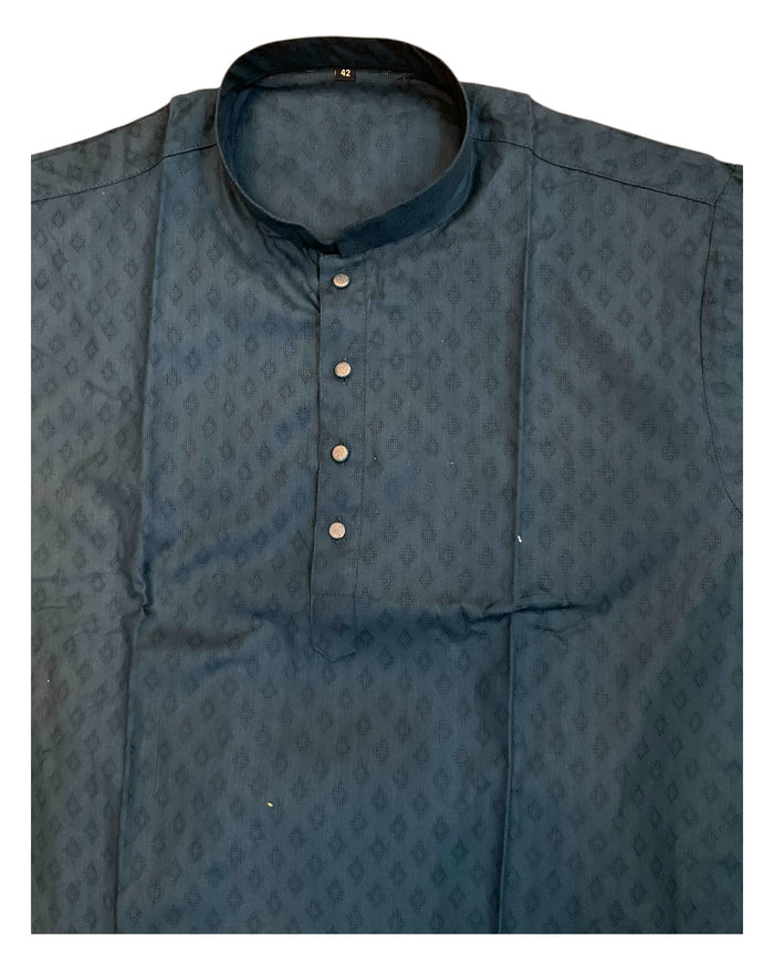 Dark Teal - Self Brocade Mens Kurta Set - Sangeet Mehendi Haldi - KCS1263 KP