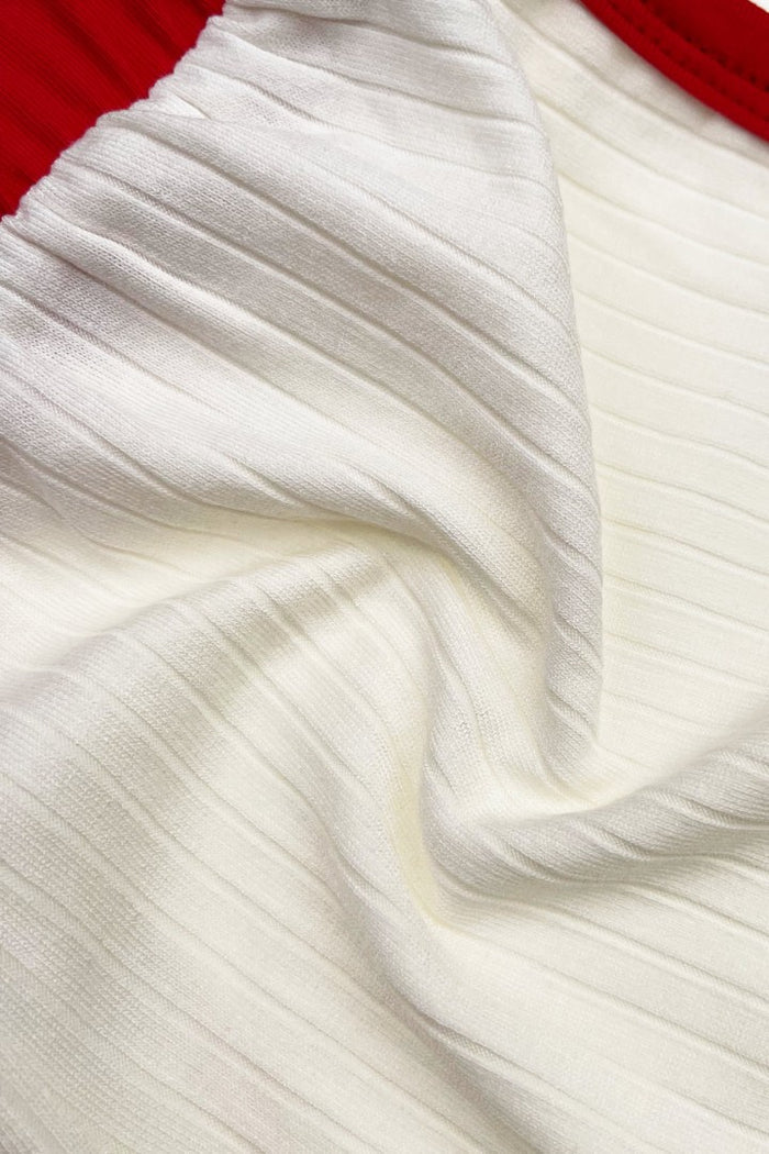 Dear Sophie Ribbed White and Lobster Red Shorts