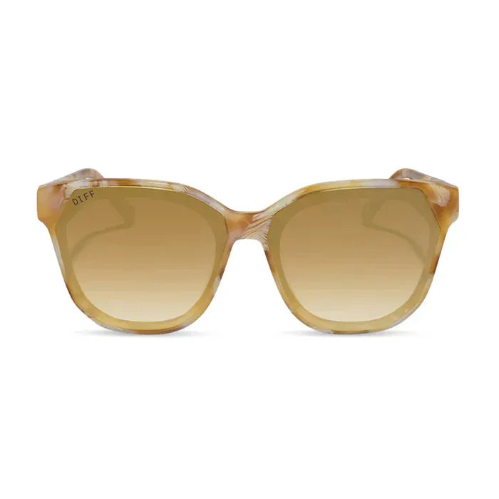 DIFF Eyewear Gia Gilded Tortoise Brown Gradient Light Gold Flash Sunglasses