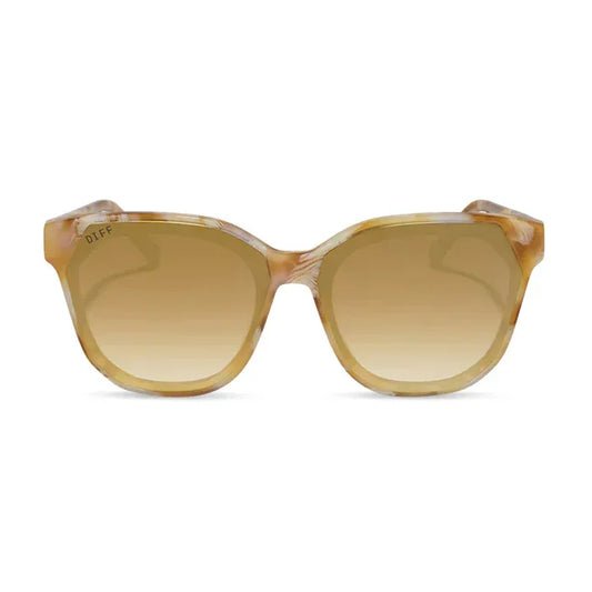 DIFF Eyewear Gia Gilded Tortoise Brown Gradient Light Gold Flash Sunglasses