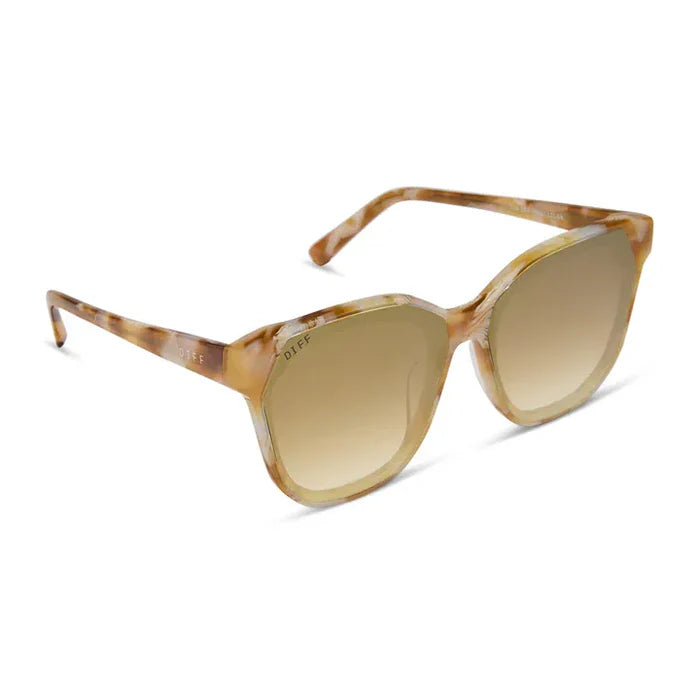DIFF Eyewear Gia Gilded Tortoise Brown Gradient Light Gold Flash Sunglasses