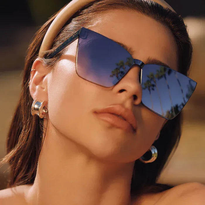 DIFF Eyewear Goldie Clubhouse Blue Slate Gradient Flash Sunglasses