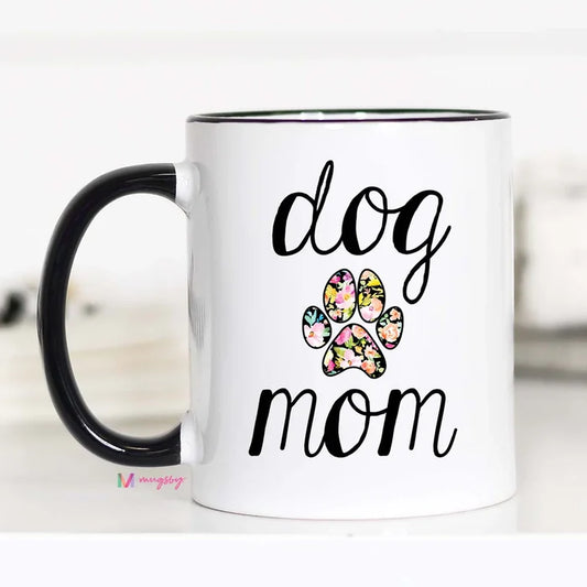 Dog Mom Floral Paw Mug