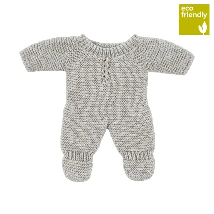 Miniland - Doll Dress Up Kit -  Knitted Pajama/Grey (21cm)
