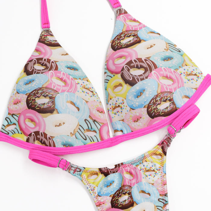 Donut print posing practice suit for NPC Bikini competitors