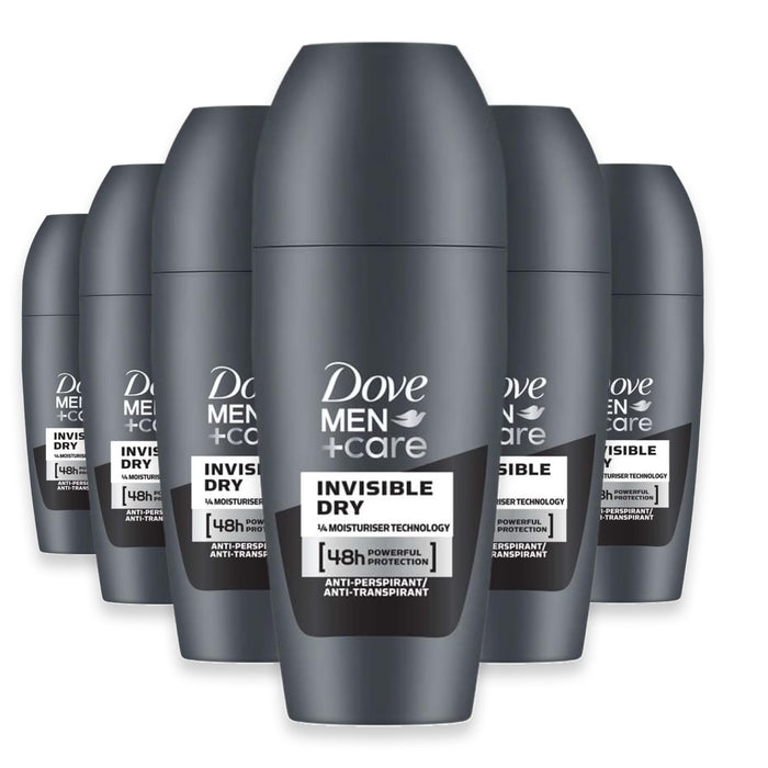 Dove Men Care Antiperspirant Deodorant Roll-On, Invisible Dry 50 ml – 6 Pack