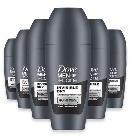 Dove Men Care Antiperspirant Deodorant Roll-On, Invisible Dry 50 ml – 6 Pack