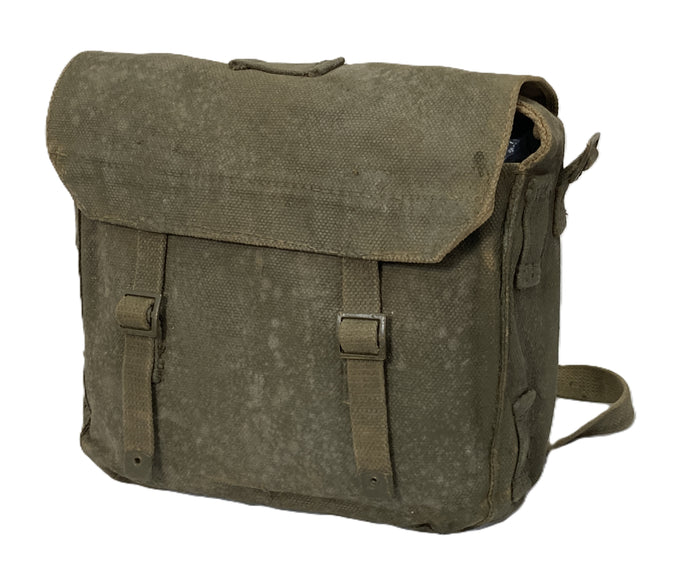 Dutch M52/M53 Small Haversack – Green Cotton Canvas, 9"x10"x4", P37-Based Cold War Surplus