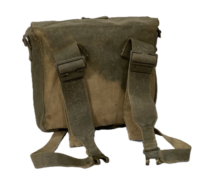 Dutch M52/M53 Small Haversack – Green Cotton Canvas, 9"x10"x4", P37-Based Cold War Surplus
