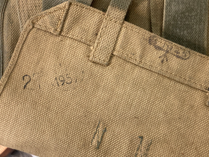 Dutch M52/M53 Small Haversack – Green Cotton Canvas, 9"x10"x4", P37-Based Cold War Surplus