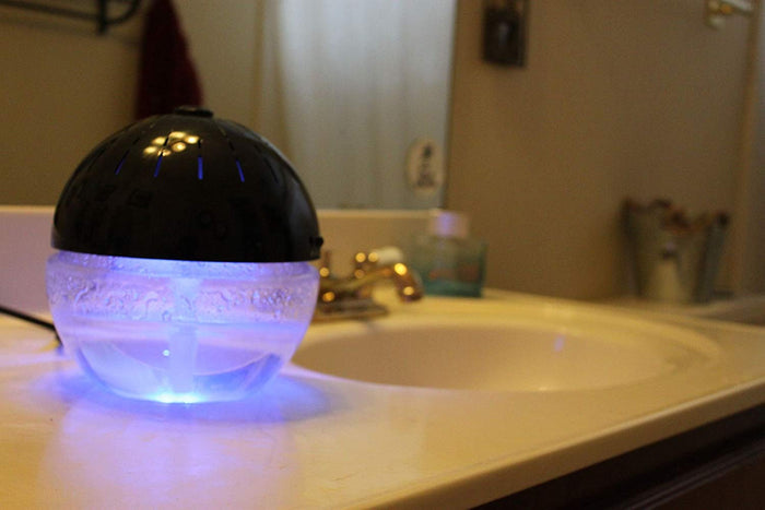 EcoGecko Earth Globe- Glowing Water Air Cleaner and Revitalizer with Lavender Oil, Black, Part 75606-BLACK