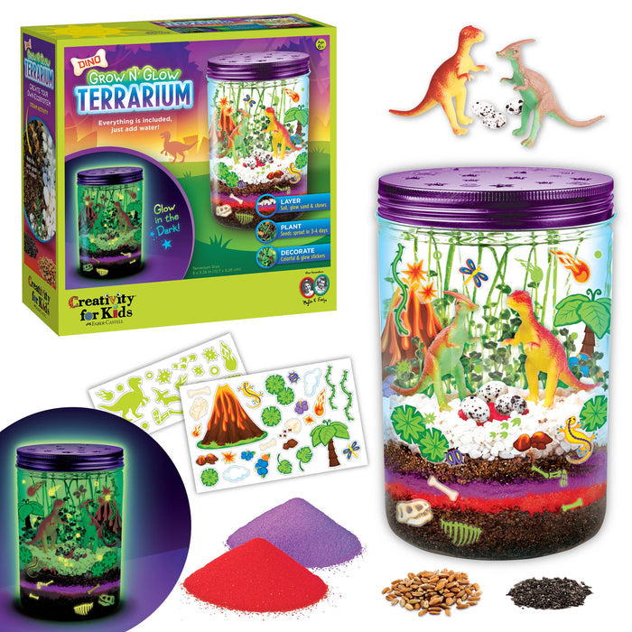 Faber-Castell Grow N' Glow Dinosaur Terrarium DIY Craft Kit for Kids