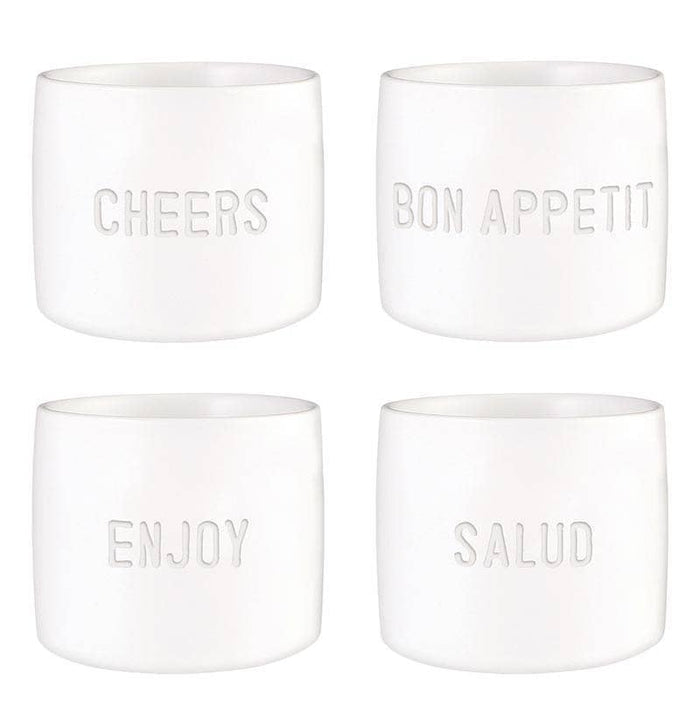 Face To Face Ceramic Napkin Rings - Bon Appetit - Set of 4