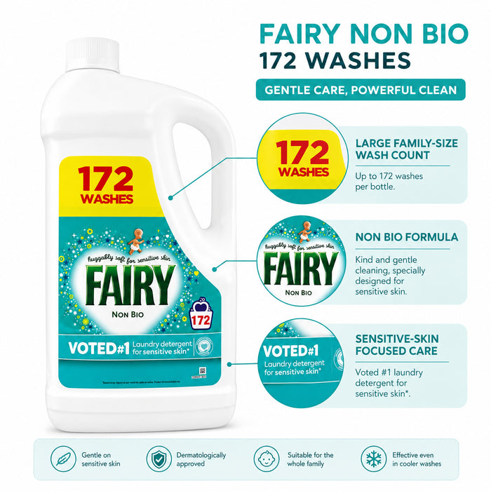Fairy Non Bio Laundry Liquid, 172 Wash, 4.988L XXXL