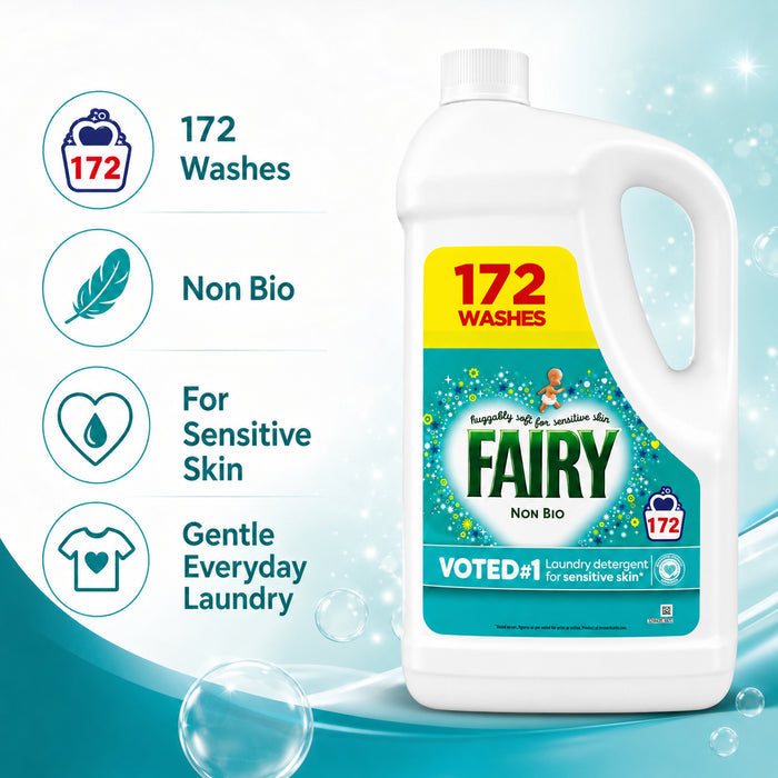 Fairy Non Bio Laundry Liquid, 172 Wash, 4.988L XXXL