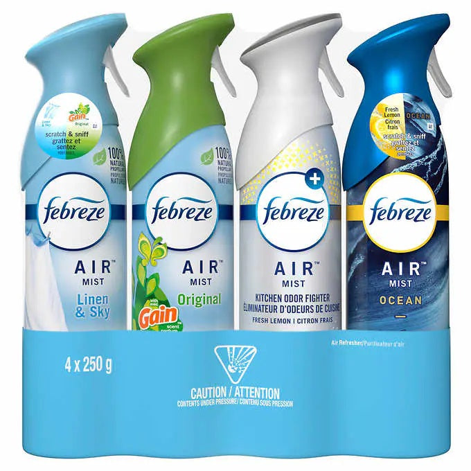 Febreze Air Refresher, Variety Pack, 4-Count Linen & Sky , Gain Original , Fresh Lemon , Ocean - Shoppers-kart.com