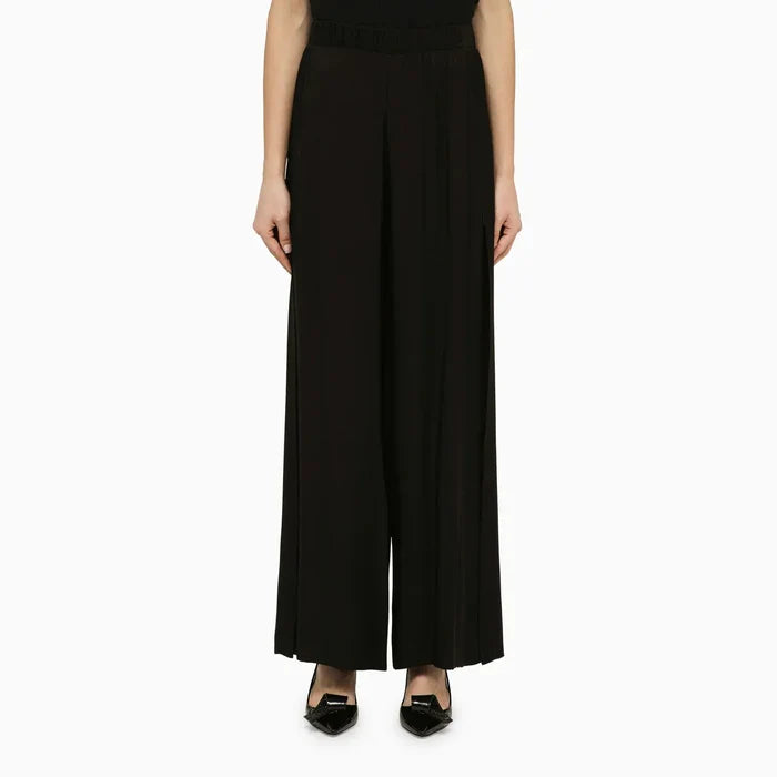 Federica Tosi - Black viscose palazzo trousers Brand Pants 46  IT
